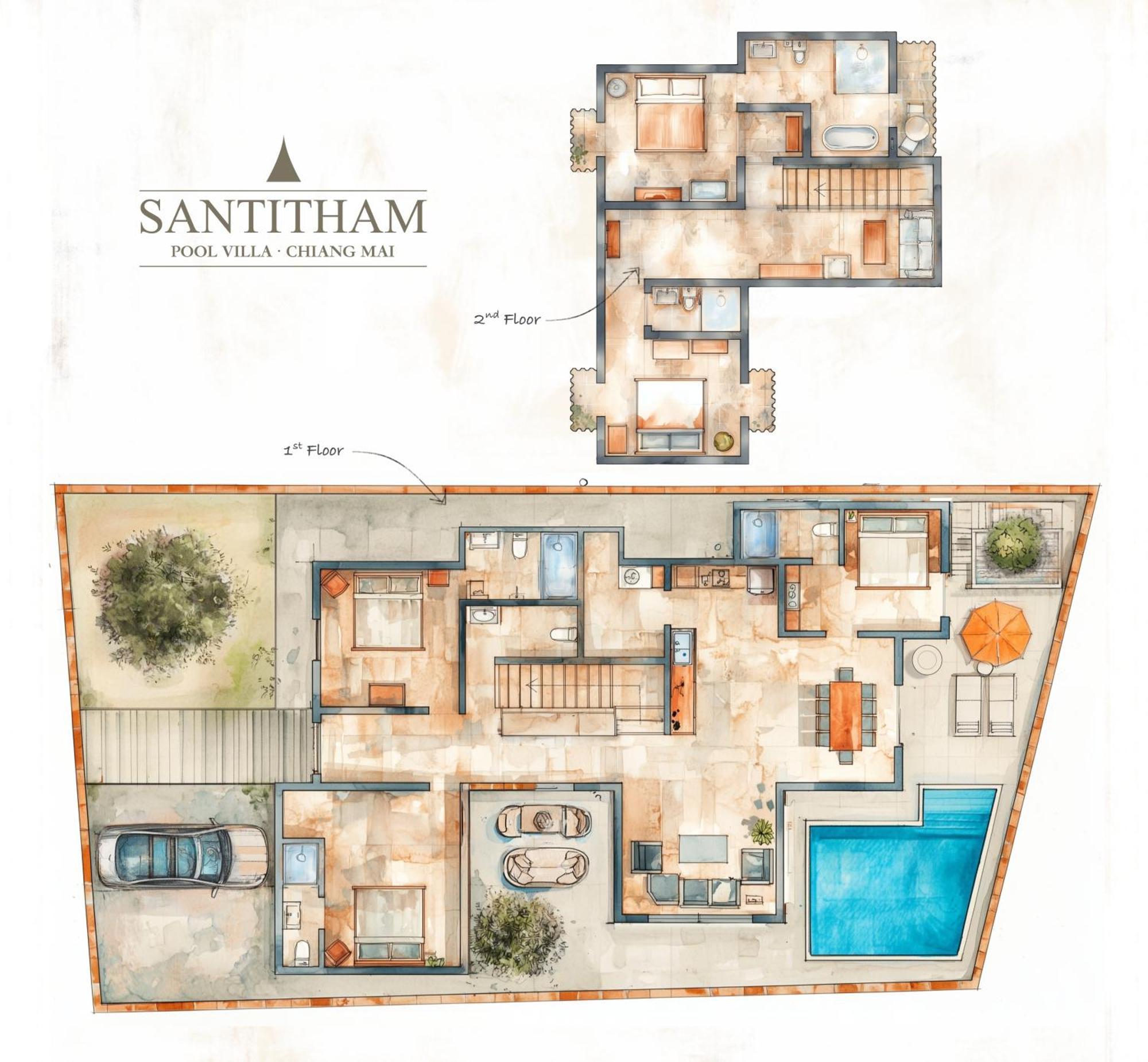 Santitham Pool I 5 Bedrooms I Walkable I Entire Villa *